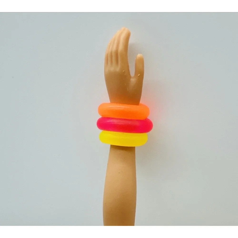 Vintage Barbie Hawaiian Fun #7254 Neon Bracelets Lot Pink Yellow Orange 1990